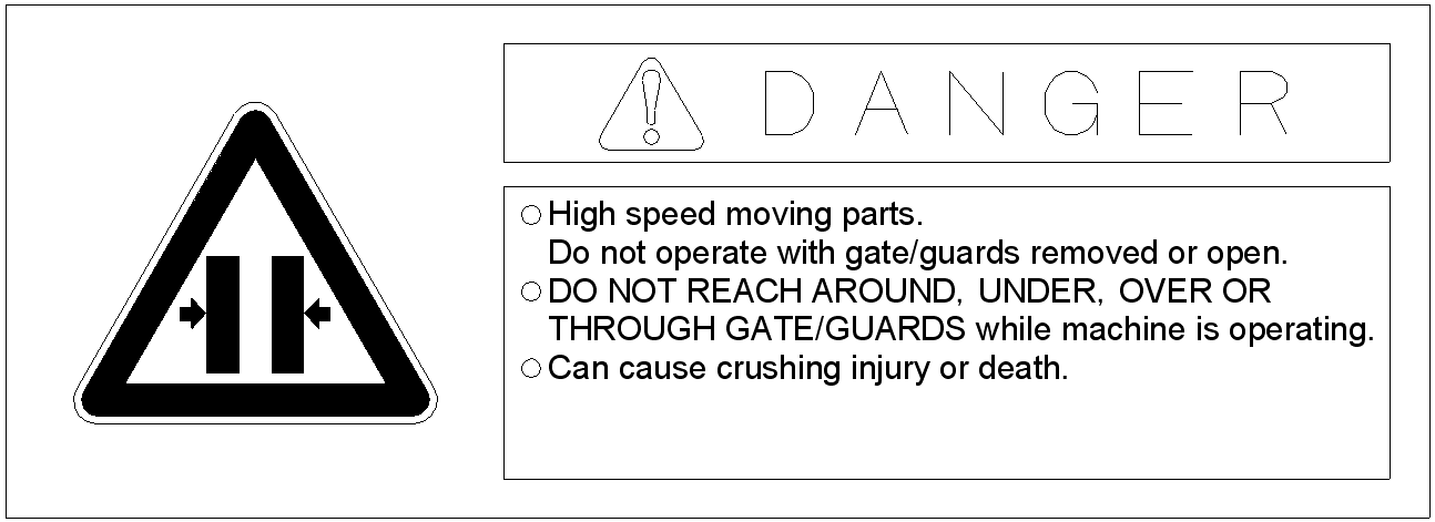 DANGER plate B on Toshiba Injection Molding Machines