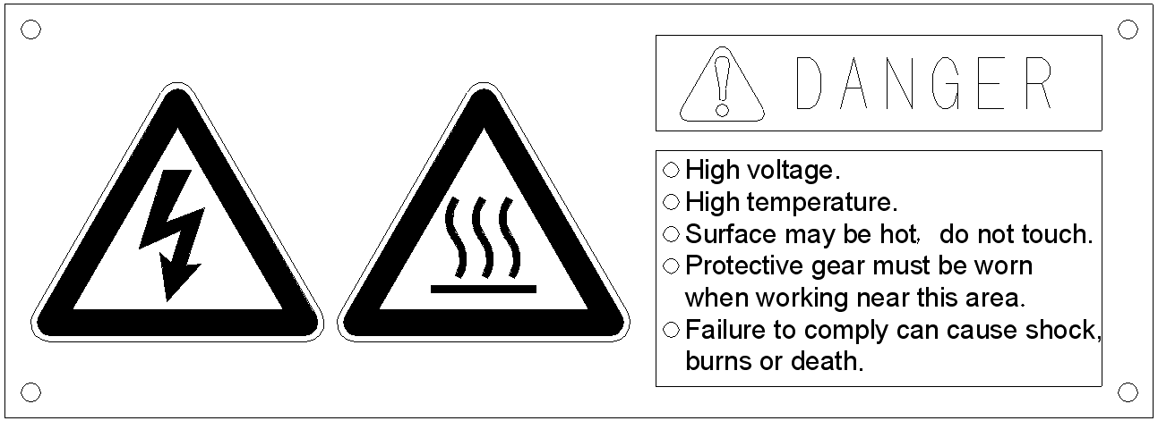 DANGER plate E on Toshiba Injection Molding Machines