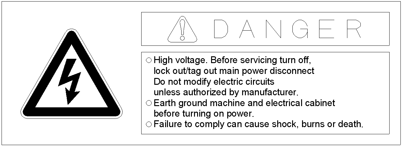 DANGER plate F on Toshiba Injection Molding Machines