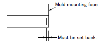 ejecting rods set back from mold mouting face