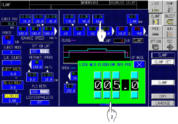 mold close speed shift positions